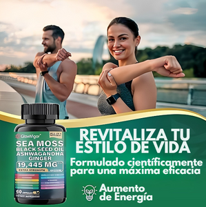 Suplemento Natural 8 en 1 – Sea Moss – Black Seed Oil – Ashwagandha – Extra Strength 19,445 mg | 120 cápsulas