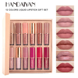 Kit con 12 Labiales Mate – Larga Duración y Resistente al Agua