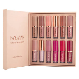Kit con 12 Labiales Mate – Larga Duración y Resistente al Agua