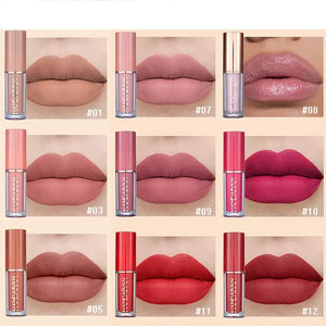 Kit con 12 Labiales Mate – Larga Duración y Resistente al Agua
