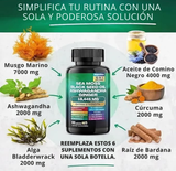 Suplemento Natural 8 en 1 – Sea Moss – Black Seed Oil – Ashwagandha – Extra Strength 19,445 mg | 120 cápsulas