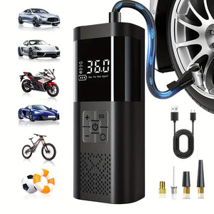 Bomba de Aire Eléctrica Portátil 3 en 1 – Inflador – Power Bank y Linterna